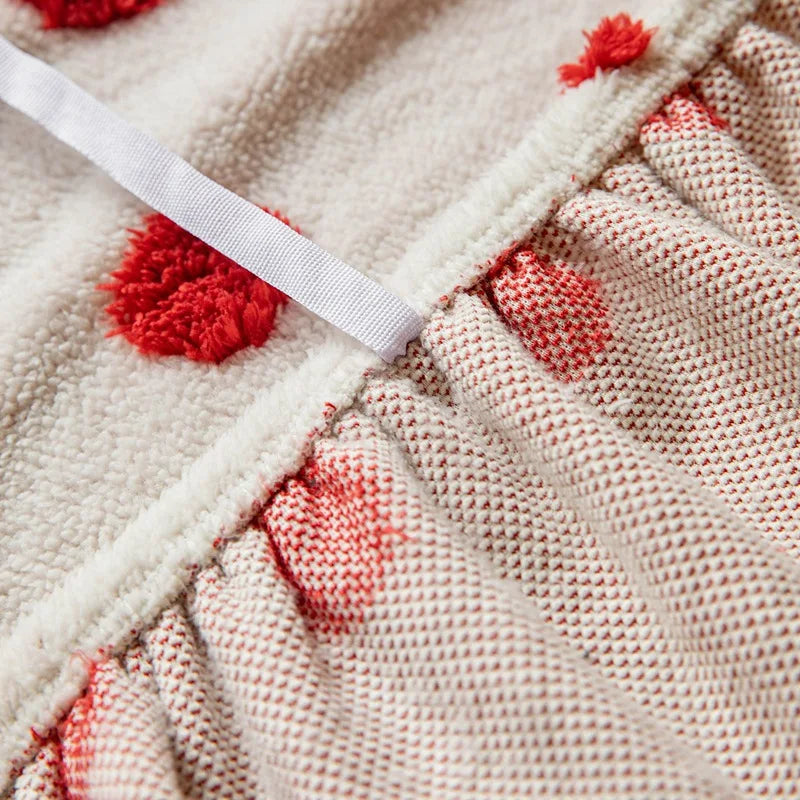 Autumn and Winter Polar Fleece Polka Dot Sofa Cover Stretch Plush Dustroof Couch Covers Easy-Care Furniture Protection Slipcover