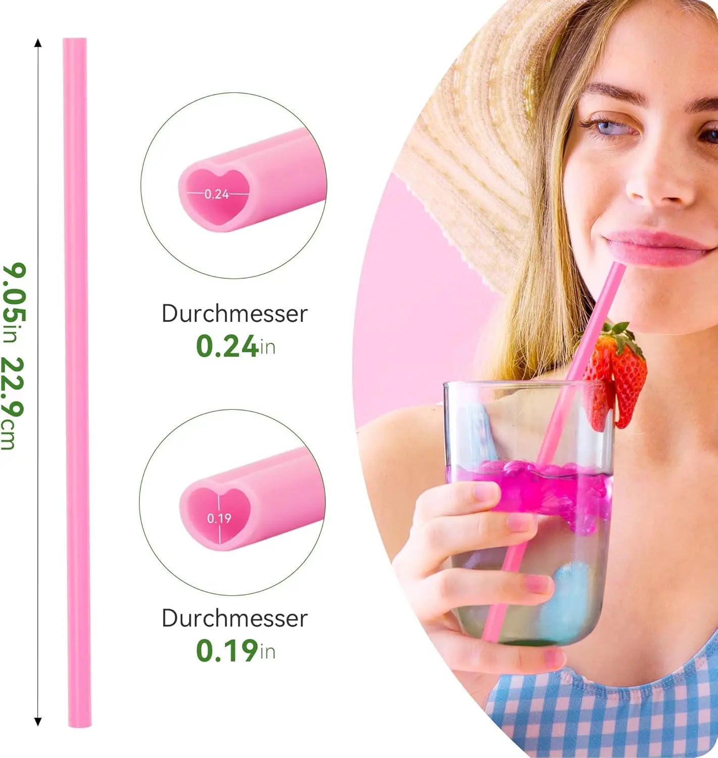 Heart-Shaped Pink Drinking Straws 100pcs – Individually Wrapped | Bridal Shower, Galentine’s Day, Birthday Party Decor