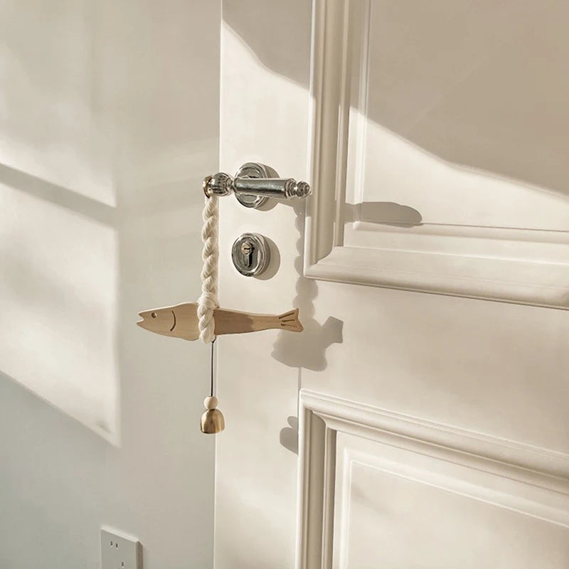 Handmade Wooden Fish Hanging Ornament – Natural Wall & Door Decoration for Home, Bedroom, Entryway & Car