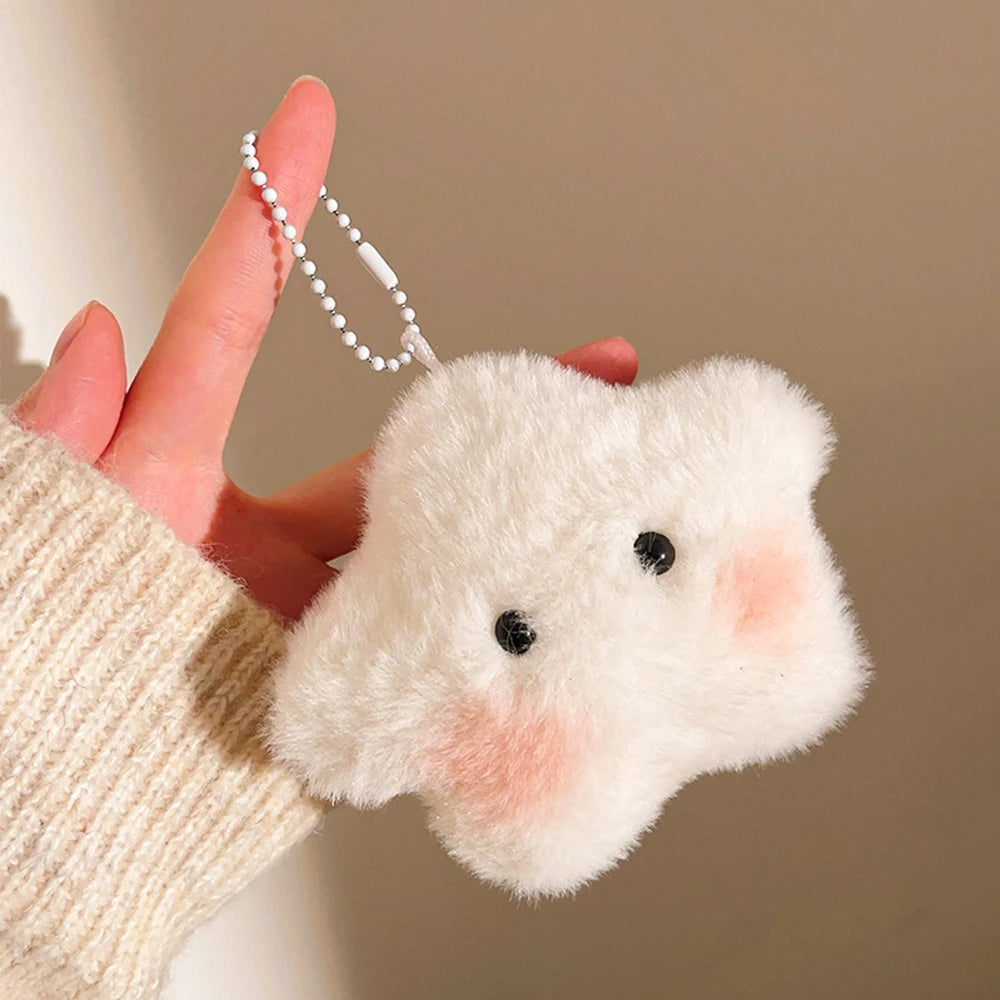 Korean Kawaii Plush Cloud Keychain – Cute White Mini Bag Accessory