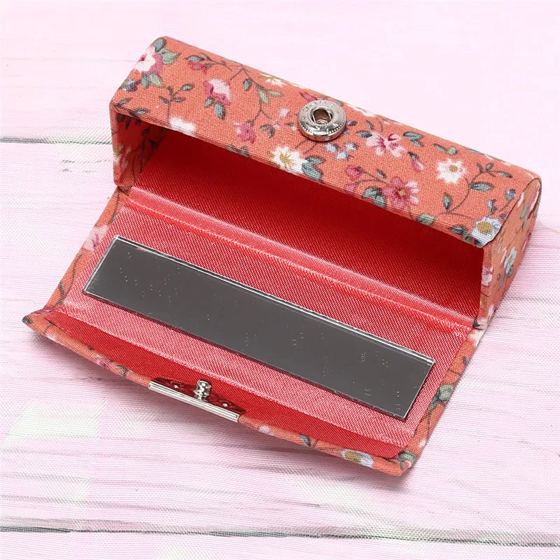 Floral Lipstick Case with Mirror (Vintage Brocade Mini Cosmetic Storage)
