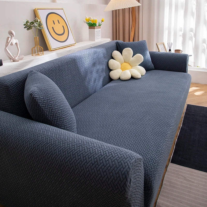 acquard Stretch Sofa Cover Protector (1–5 Seater & L-Shape) – Anti-Slip, Machine Washable