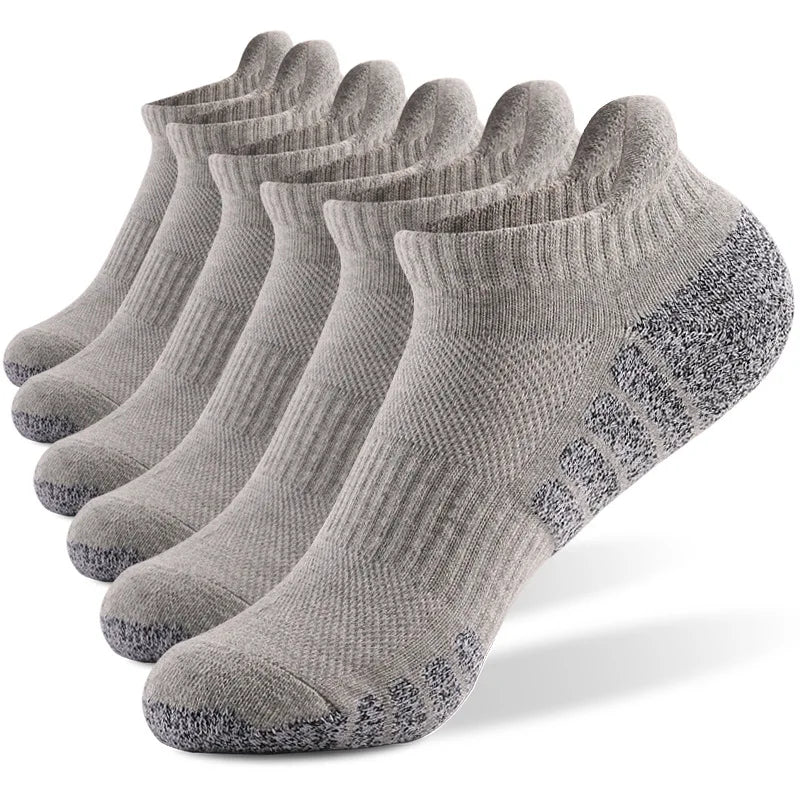 3-Pairs Thickened Non-Slip Breathable Running Socks – Mesh Low Cut Sports Socks for Men & Women