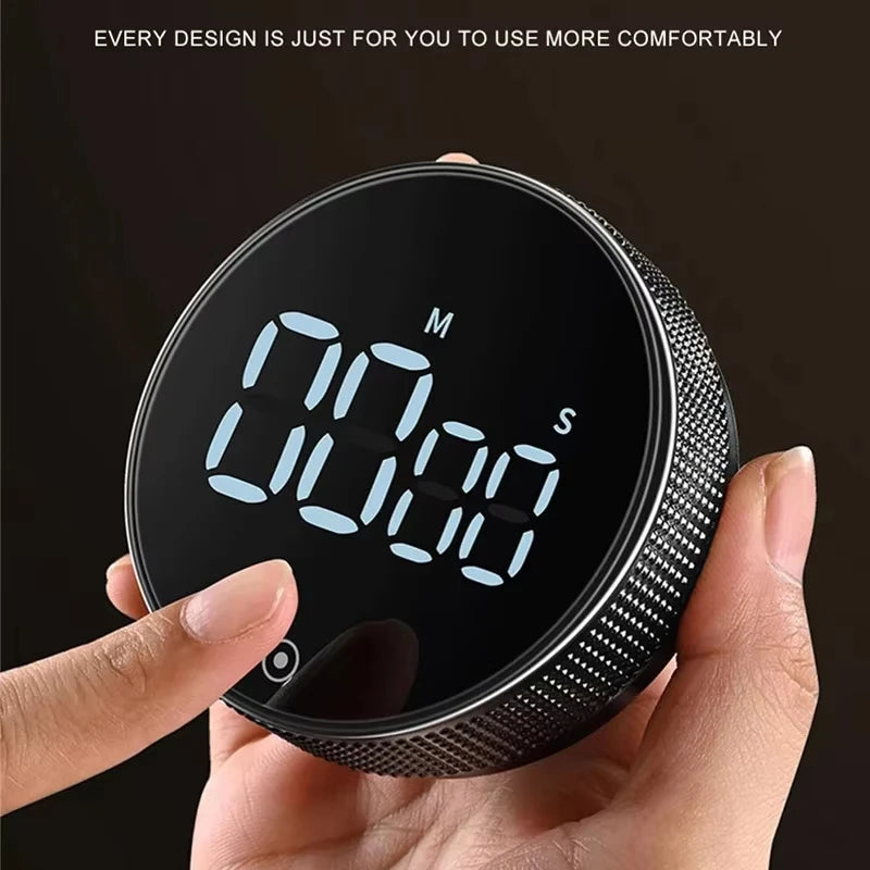 Magnetic Digital Kitchen Timer | Rotary Countdown LED Cooking Timer for Home, Study & Workout